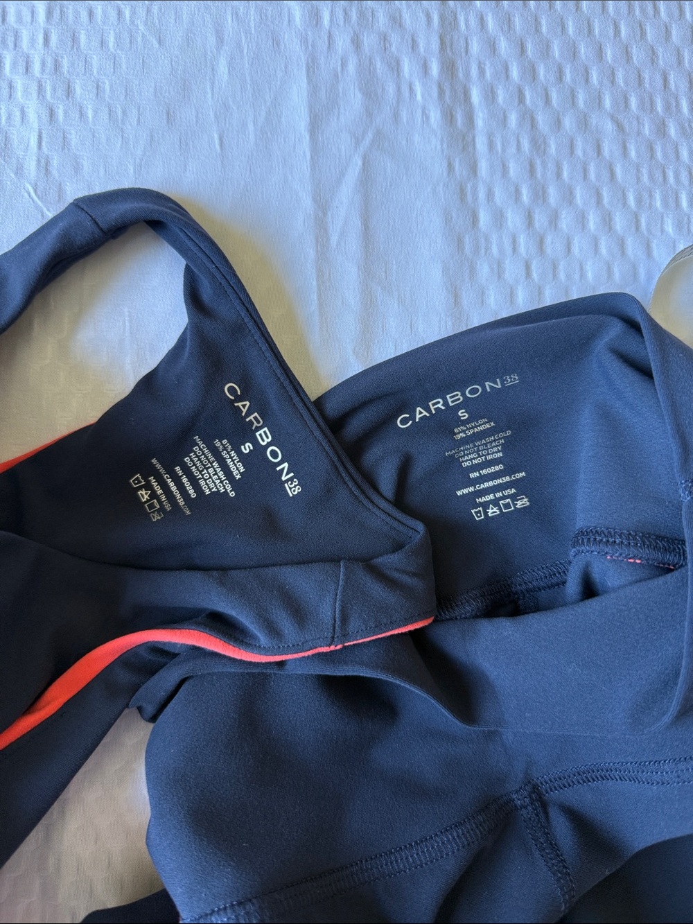 Carbon38 Navy and Orange High-Waist Legging & Crop Tank Set ✨ - Picture 15 of 15